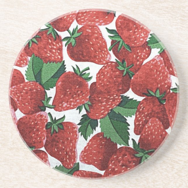 Strawberries and Cream Pattern Coaster (Front)