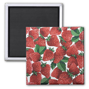 Strawberries and Cream Pattern Magnet