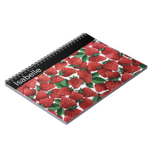 Strawberries and Cream Pattern Personalised Notebook