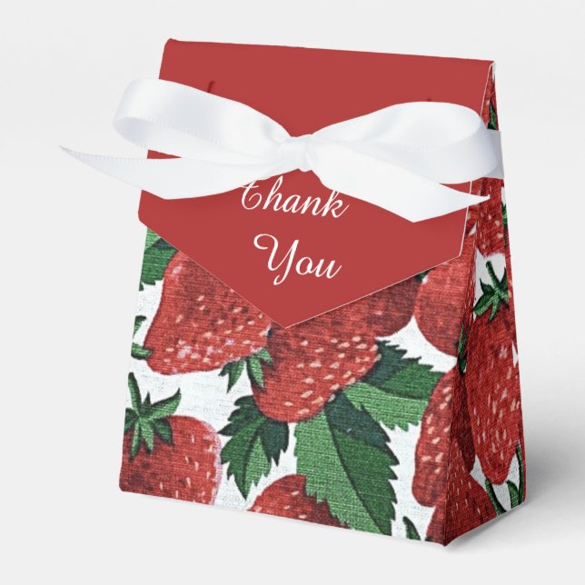 Strawberries and Cream Summer Pattern Favour Box (Front Side)