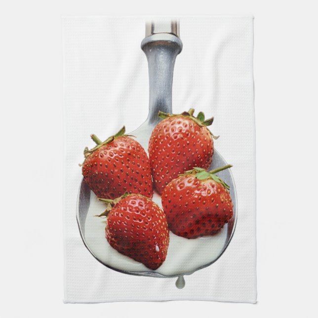 Strawberries and Cream Tea Towel (Vertical)