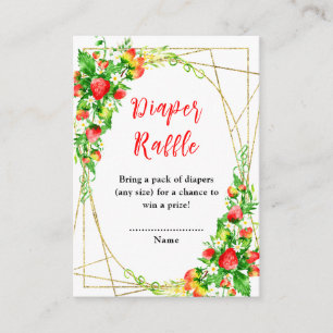 Strawberries and Daisies Baby Shower Diaper Raffle Enclosure Card
