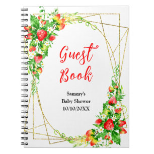 Strawberries and Daisies Baby Shower Guest Book