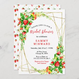 Strawberries and Daisies Bridal Shower Invitation