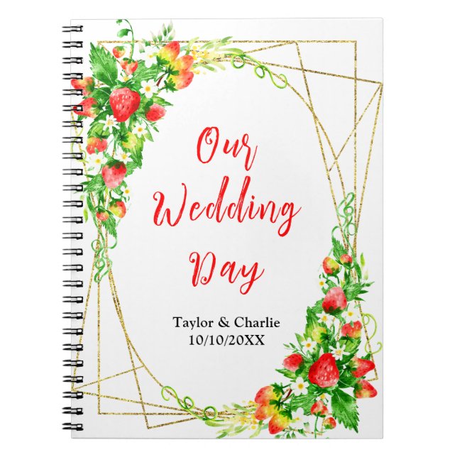 Strawberries and Daisies Wedding Planner Notebook (Front)