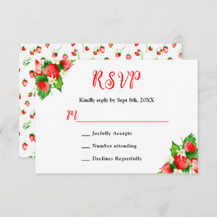 Strawberries and Daisies Wedding RSVP Card