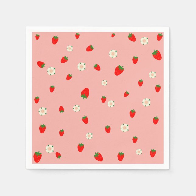 Strawberries and Flowers  Napkin (Front)