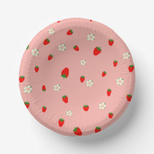 Strawberries and Flowers Paper Plate