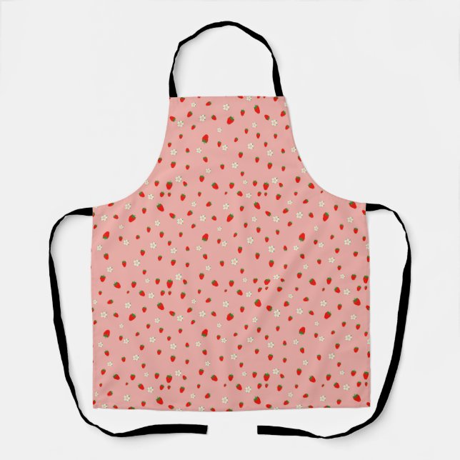 Strawberries and Flowers Pattern Apron (Front)