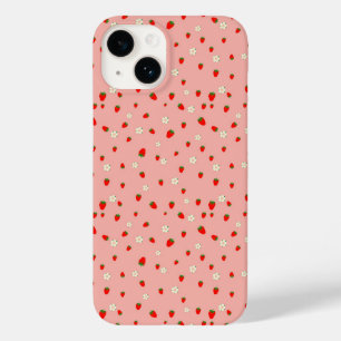 Strawberries and Flowers Pattern Case-Mate iPhone 14 Case