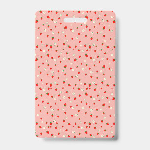 Strawberries and Flowers Pattern ID Badge