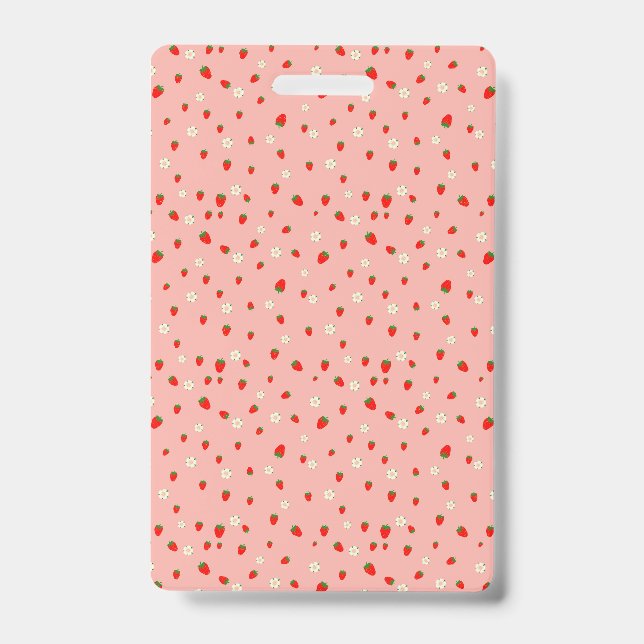  Strawberries and Flowers Pattern ID Badge (Front)