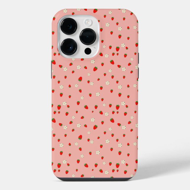 Strawberries and Flowers Pattern iPhone Case (Back)