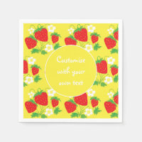 Strawberries and Flowers Yellow Custom Text