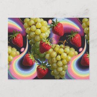 Strawberries and Grapes Fruit Swirl Postcard