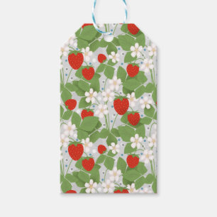 Strawberries and pink and white flowers gift tags