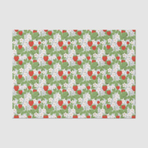 Strawberries and pink and white flowers tissue paper