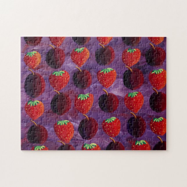 Strawberries and Plums Painting Jigsaw Puzzle (Horizontal)