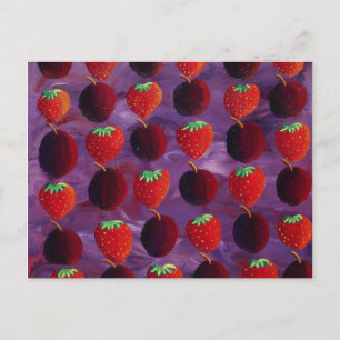 Strawberries and Plums Painting Postcard