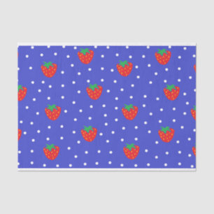 Strawberries and Polka Dots Dark Blue Tissue Paper
