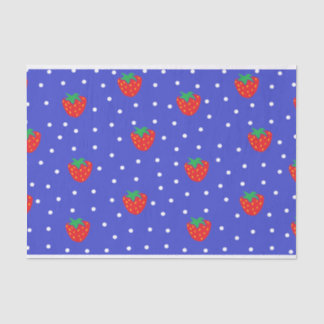 Strawberries and Polka Dots Dark Blue Tissue Paper