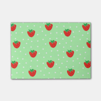 Strawberries and Polka Dots Mint Green Post-it Notes