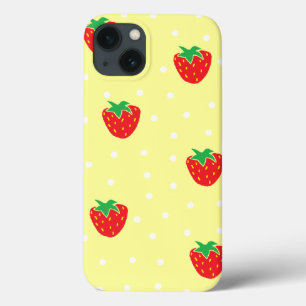 Strawberries and Polka Dots Yellow iPhone 13 Case