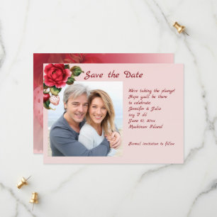 Strawberries and Red Roses Photo Save The Date