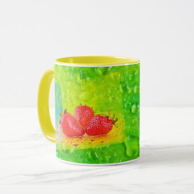 Strawberries and Water Drops Mug (Front Left)