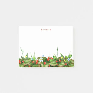 Strawberries and wildflowers meadow post-it notes
