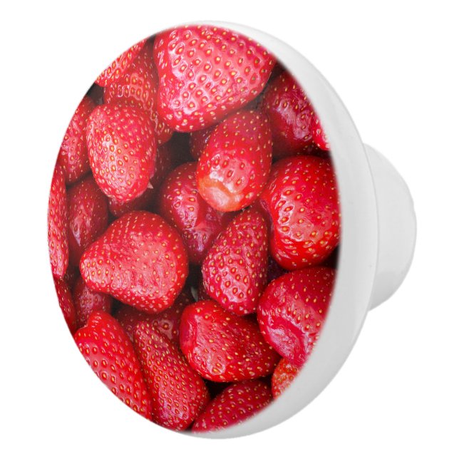 Strawberries background ceramic knob (Right)