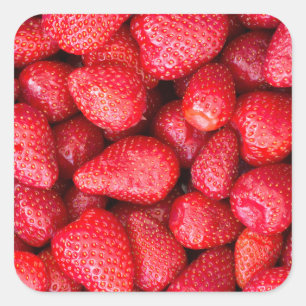 Strawberries background square sticker