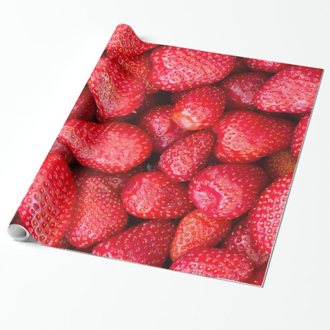 Strawberries background wrapping paper (Unrolled)