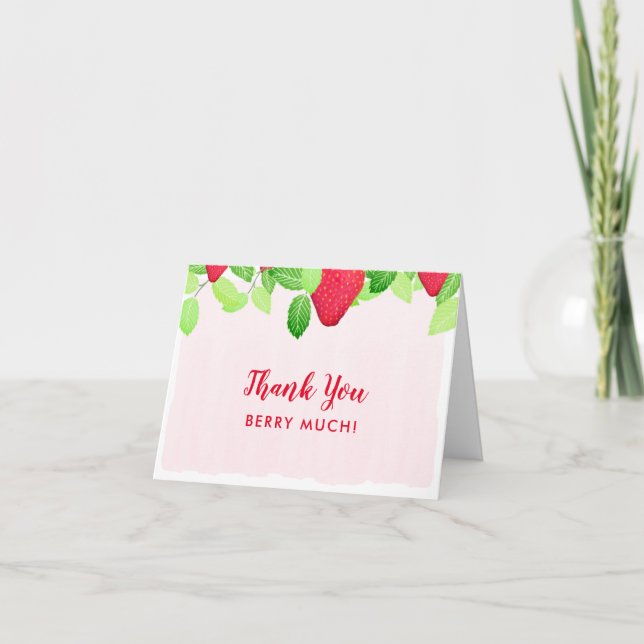 Strawberries Birthday Girl Red Berry Much Thank You Card (Front)