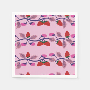 Strawberries birthday party napkin