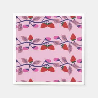 Strawberries birthday party napkin