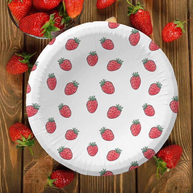 Strawberries Birthday Party Paper Plate (Creator Uploaded)