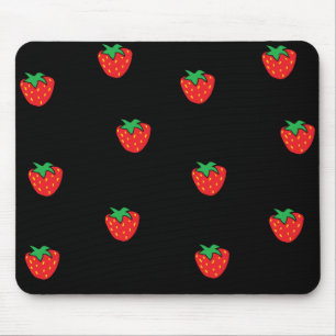 Strawberries Black Mouse Pad