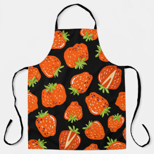 Strawberries Black: Vintage Seamless Texture Apron