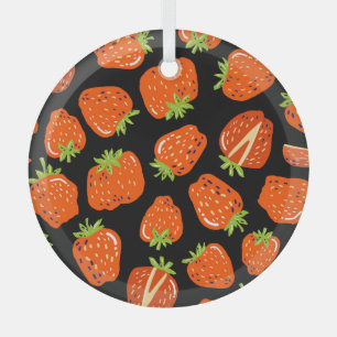 Strawberries Black: Vintage Seamless Texture Glass Tree Decoration