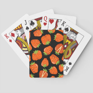 Strawberries Black: Vintage Seamless Texture Playing Cards