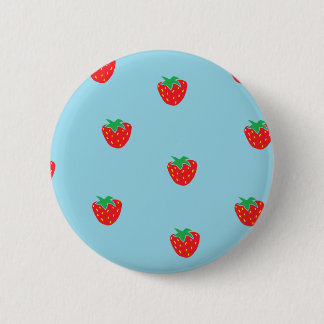 Strawberries Blue 6 Cm Round Badge
