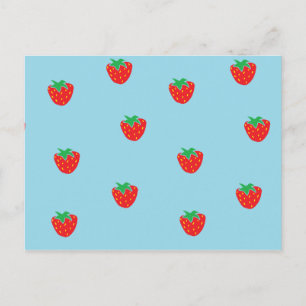 Strawberries Blue Postcard