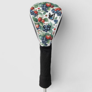 Strawberries Blueberries and Butterflies Floral Golf Head Cover