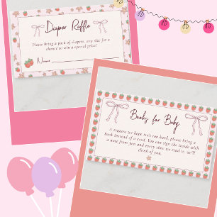 Strawberries Book for baby Summer Baby Shower Enclosure Card