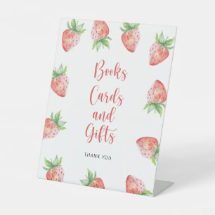 Strawberries - books cards and gifts pedestal sign
