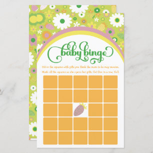 Strawberries Botanical Baby Shower Game Baby Bingo