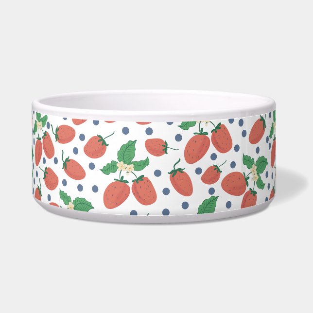 Strawberries Ceramic Pet Bowl (Front)