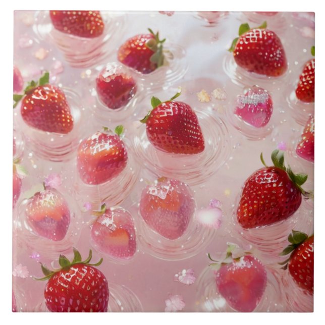 Strawberries Ceramic Tile (Front)