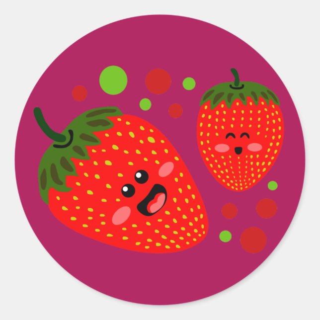 Strawberries Classic Round Sticker (Front)